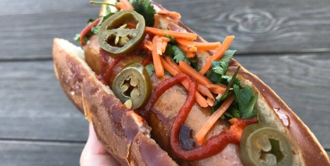 hot dog, vegan hot dog, bahn mi dog