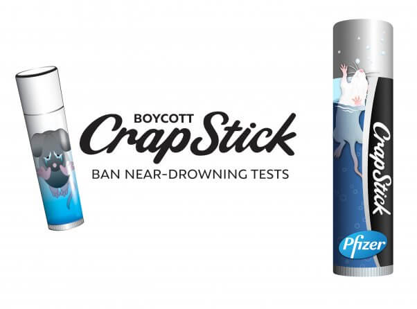 alternate spoof chapstick logo with a drowning mouse