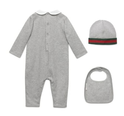 a 3-piece vegan baby outfit from Gucci