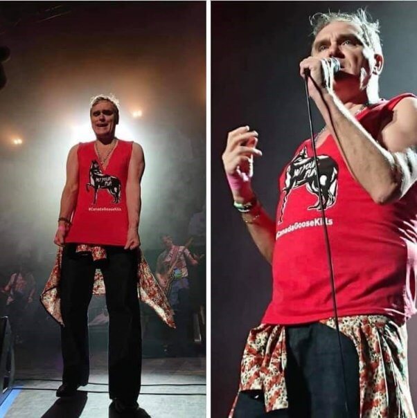 Morrissey wearing PETA tee shirt