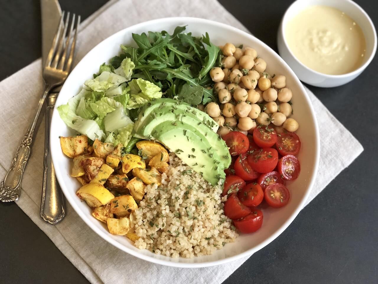 Squash and Quinoa Bowl with Lemon Cashew Dressing