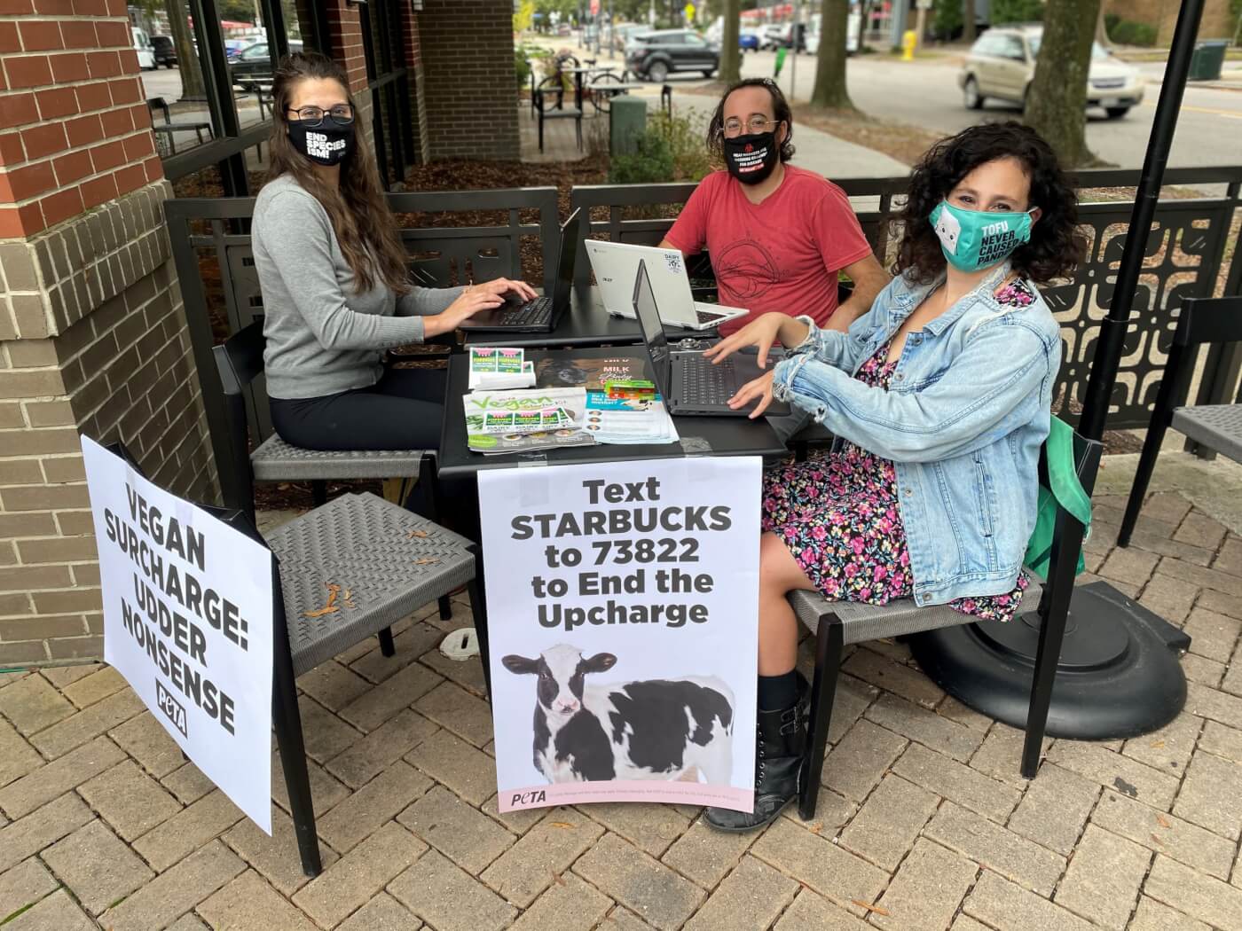 Animal rights activists occupying Starbucks