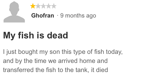 Bad Petco Review Because of Dead Fish