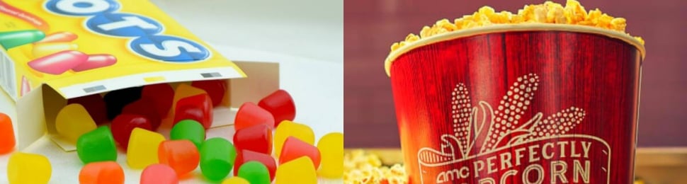 Vegan candy and vegan popcorn at the movies