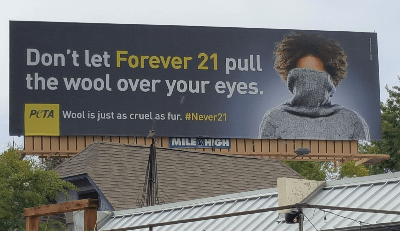 best peta billboard ads 2019: never 21