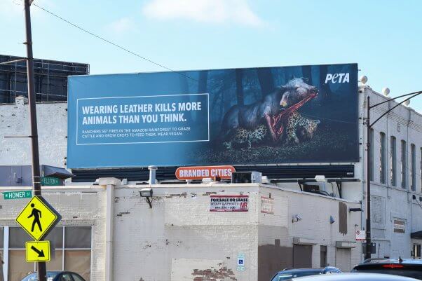 Wearing Leather Kills Animals PETA Ad in Chicago