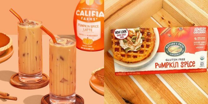 califia farms vegan pumpkin spice latte and nature's path pumpkin spice waffles