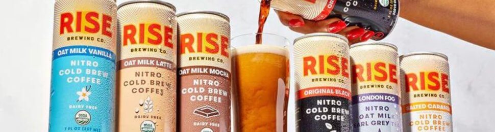 RISE brewing canned oat milk lattes