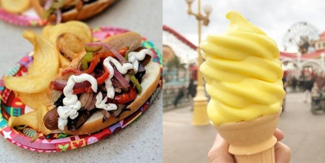 Vegan Food at Disney California Adventure Park: Plant-Based Philly Dog, "It's Lemon" Cone