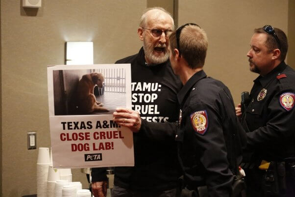 texas A&M, dog laboratory protest