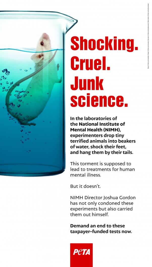 peta ad slams NIMH in DC area outlets