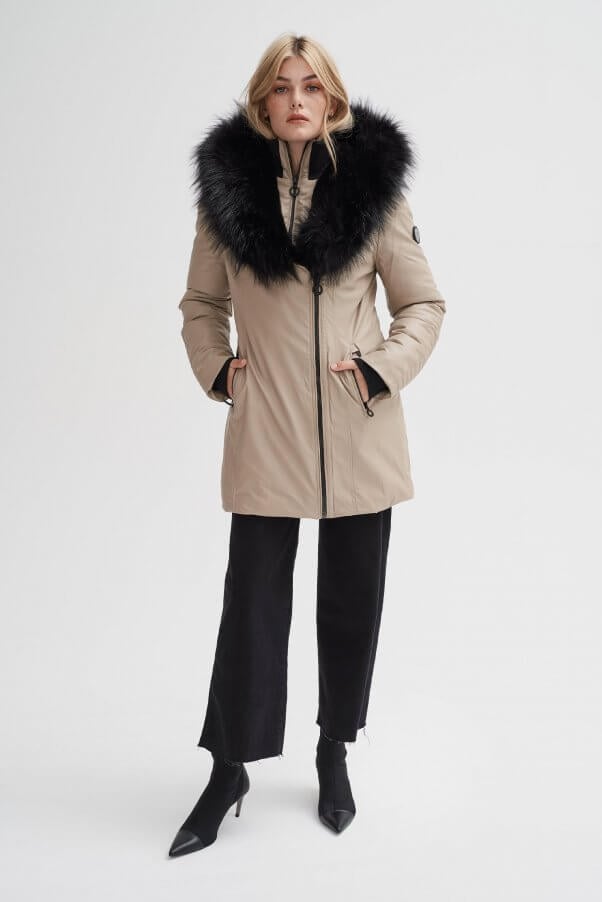 vegan leather faux fur coat