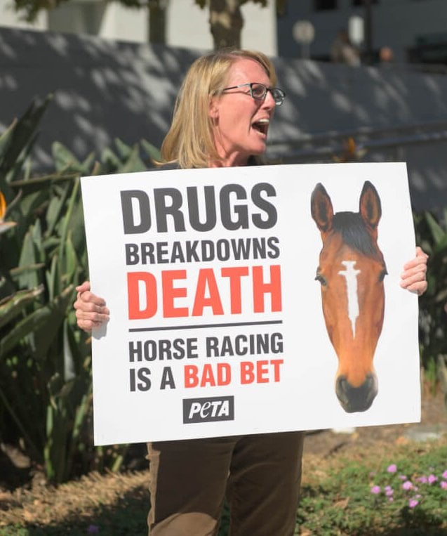 women protest horse racing in los angeles
