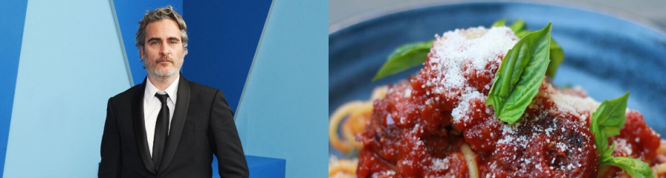 joaquin phoenix sag awards vegan spaghetti and meatballs