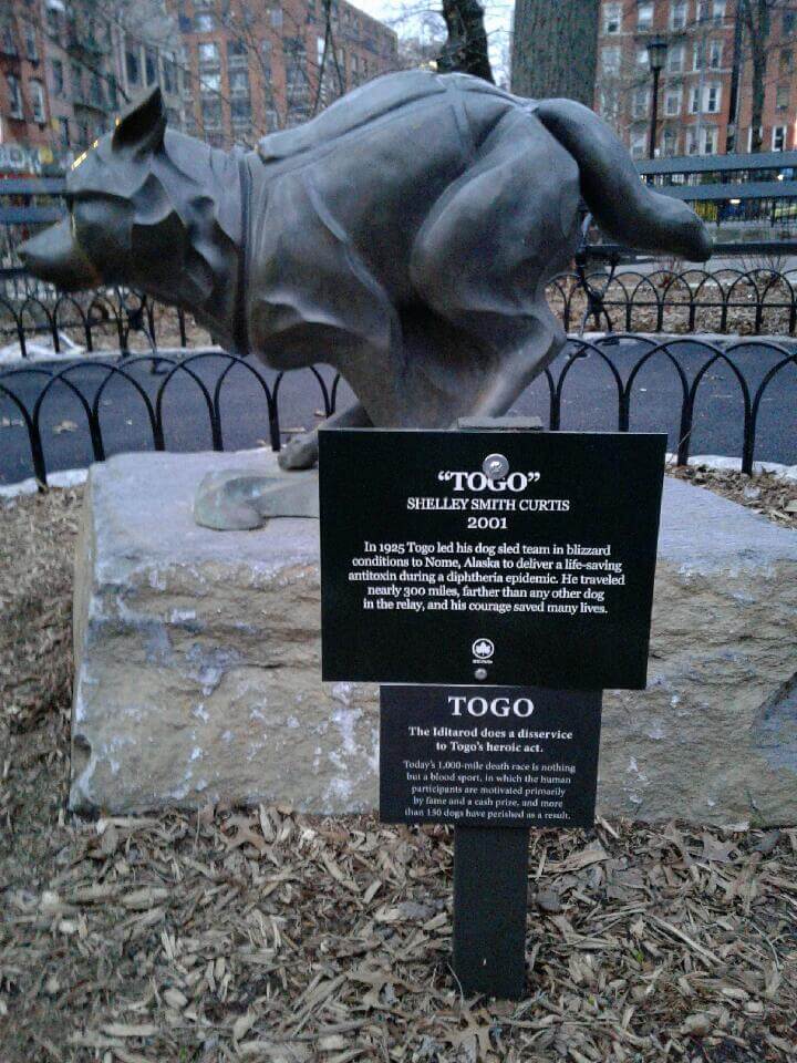 PETA Anti Iditarod Plaque on Togo Memorial