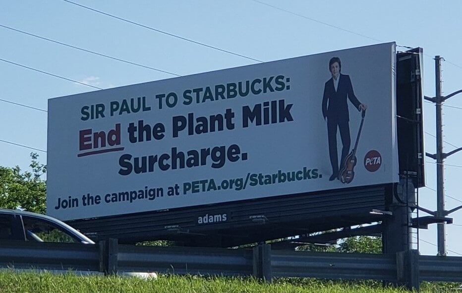 peta paul mccartney starbucks vegan milk billboard