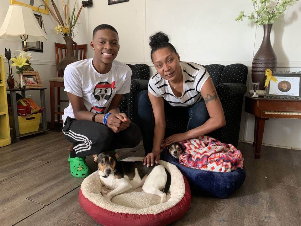 Cookie and Tip, two dogs helped by PETA