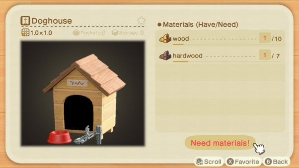 building a doghouse in animal crossing game