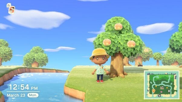 peach tree in animal crossing videogame