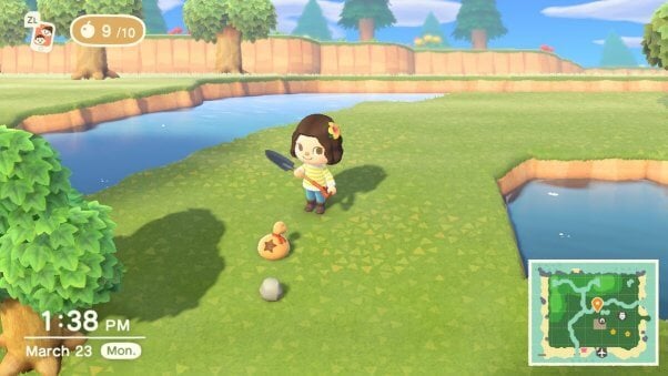 smashing rocks in animal crossing game