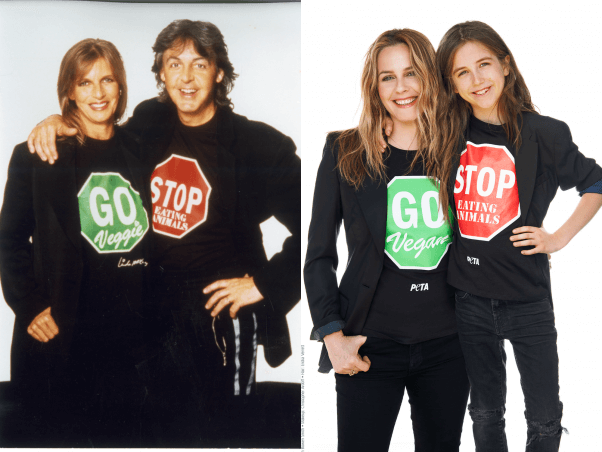 Alicia Silverstone and son Bear recreate Paul McCartney and Linda's vegan t-shirt photos