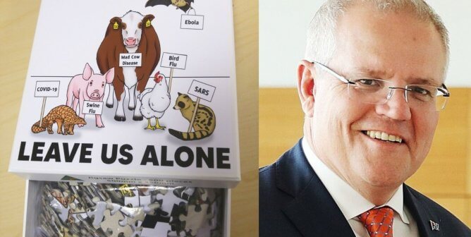Left: PETA's puzzle, Right: Australia's Prime Minister