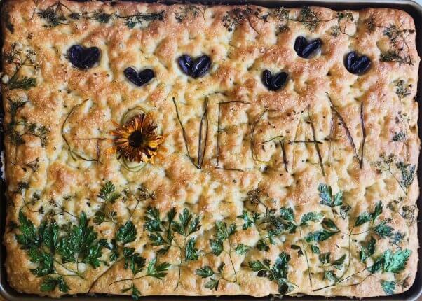 go vegan focaccia bread art