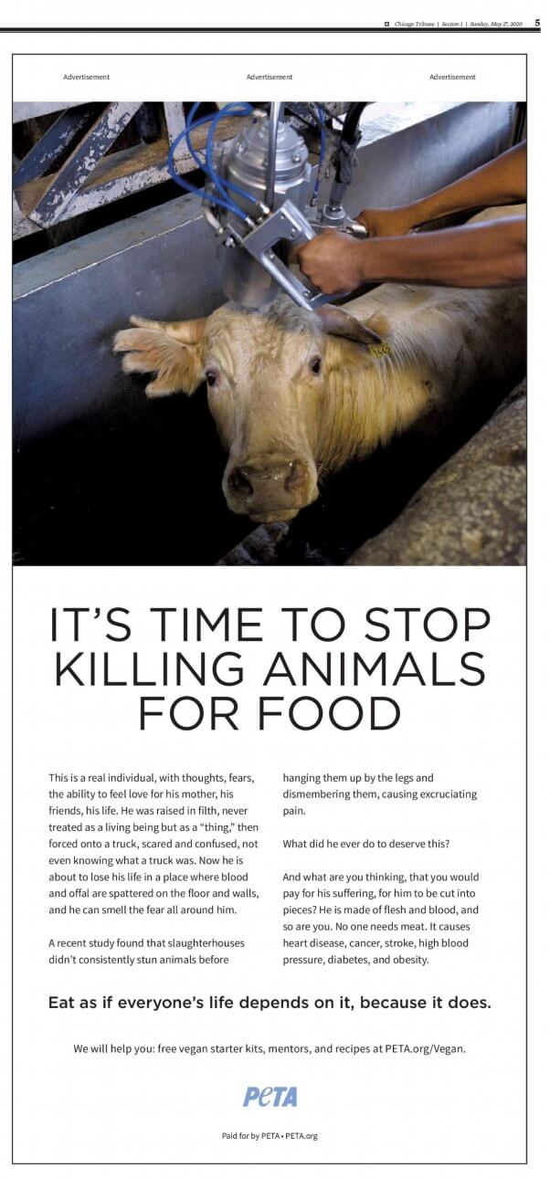 PETA Ad in Chicago Tribune