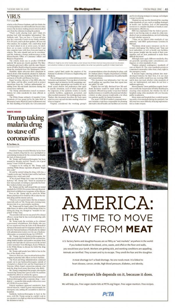 Move away from meat Washington Times ad