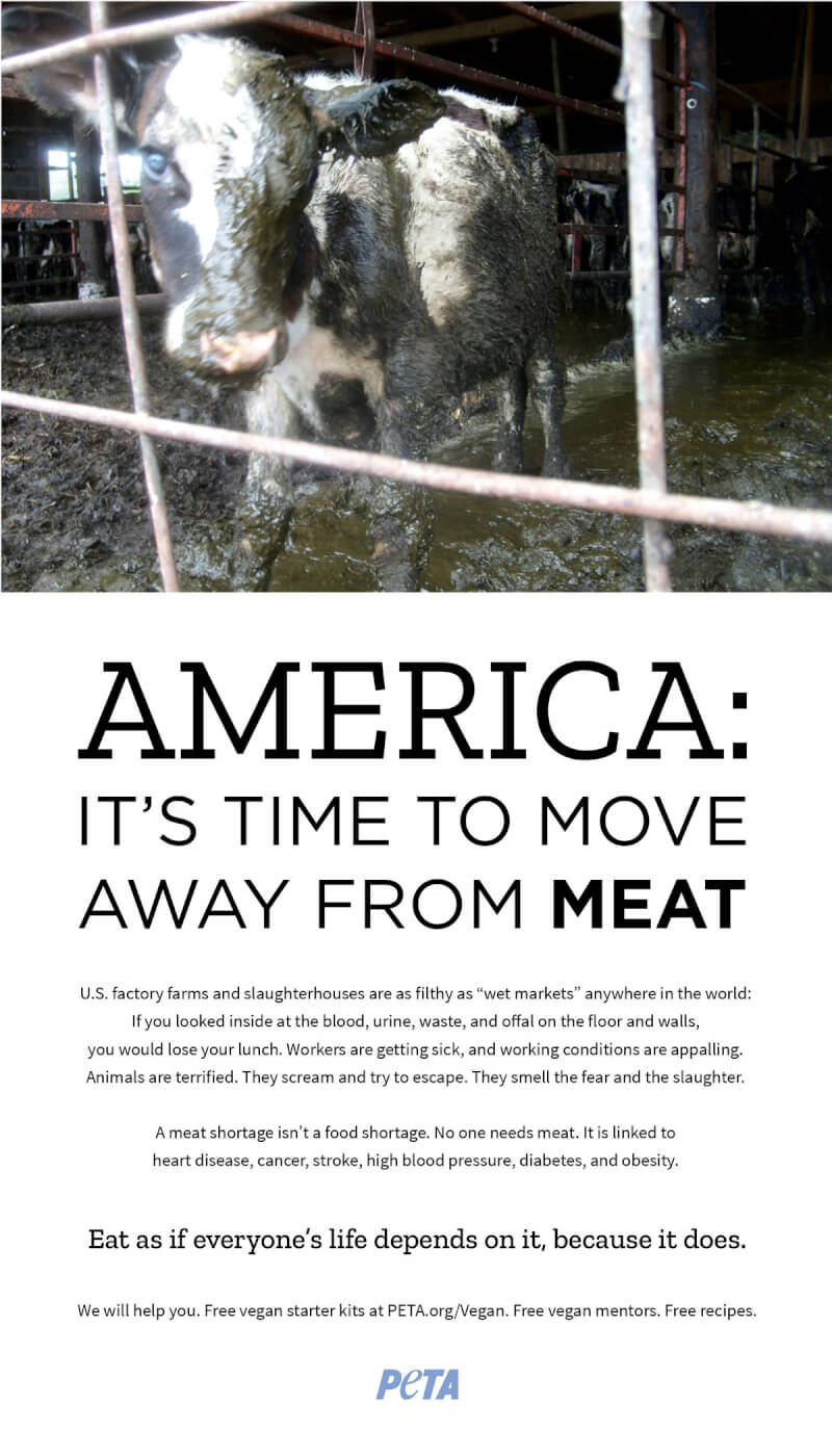 PETA's $200k move away from meat ad campaign blitz urges americans to move away from meat