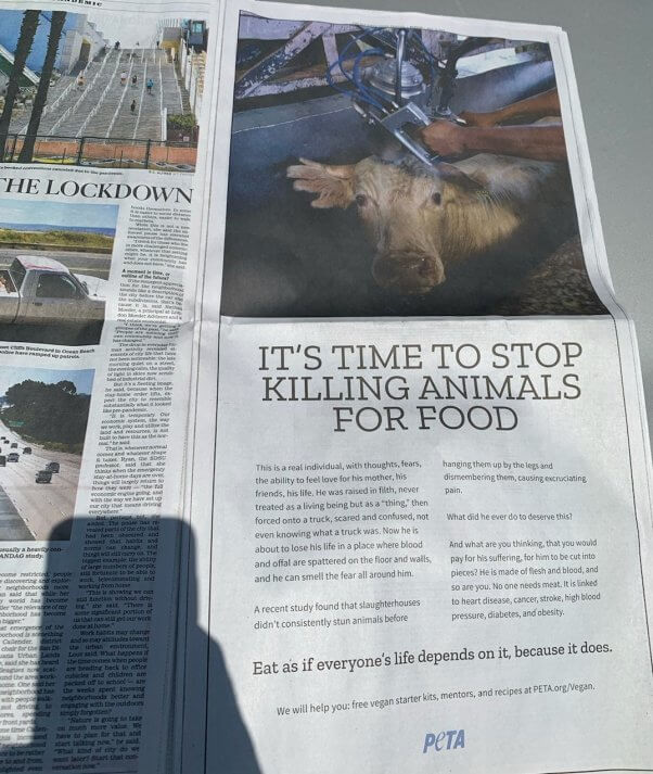 PETA's ad in the San Diego Union-Tribune