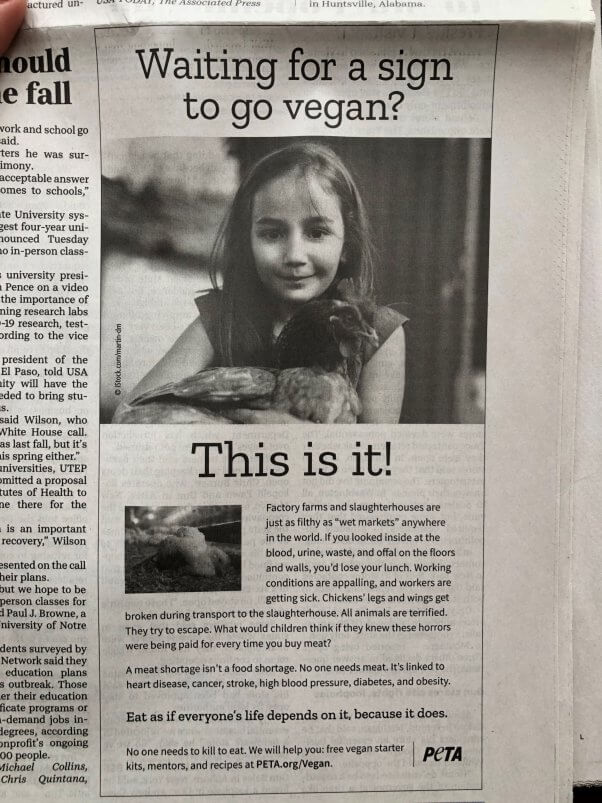 Waiting for a Sign Ad in USA Today
