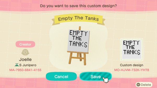 Empty the tanks sign