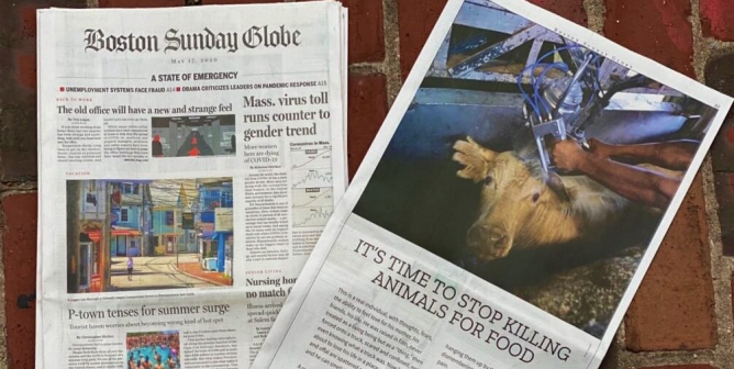 PETA Vegan ad in Boston Sunday Globe
