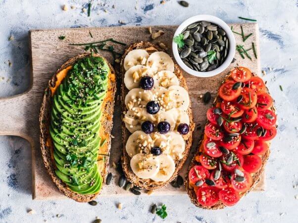 Colorful vegan pieces of toast