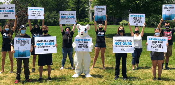 Forced swim test protest at Eli Lilly CEO house