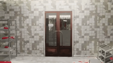 humans bleeding out upside down in human farm video game