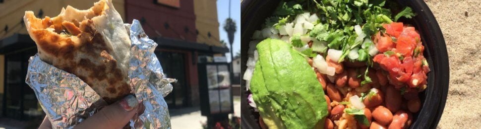 vegan el pollo loco burrito and burrito bowl