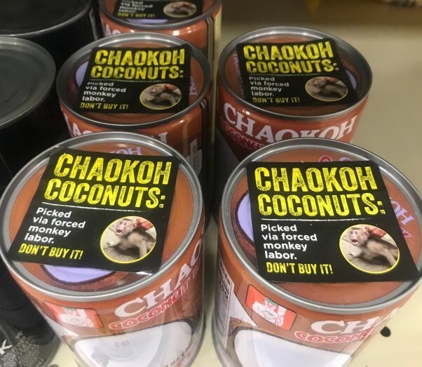 Chaokoh Stickers on Coconut Milk Cans