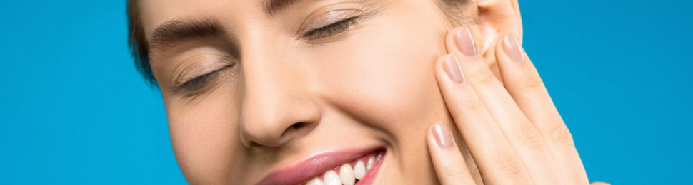 woman smooth skin happy