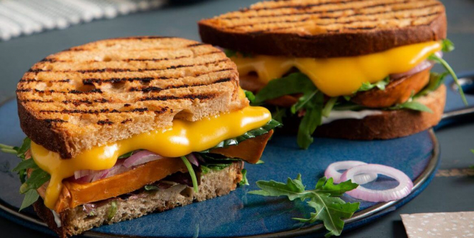 Vegan grilled cheese with cheddar