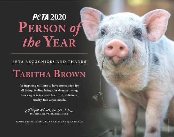 Tabitha Brown is PETA's Person of the Year for 2020