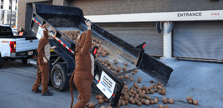 PETA Dumps a Big Fat Pile of Coconuts at Kroger’s Headquarters