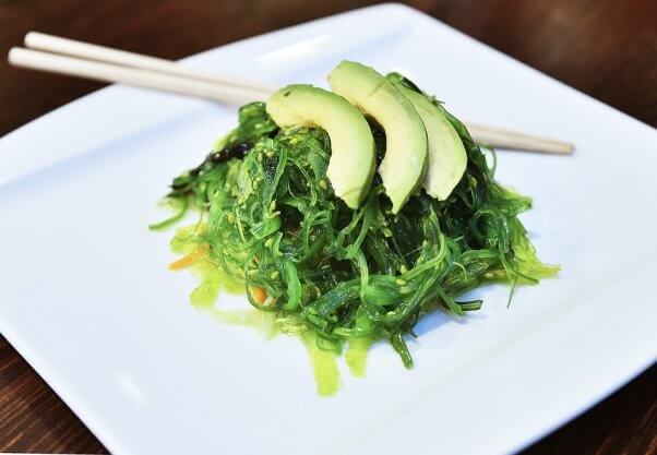 Seaweed salad with avocado