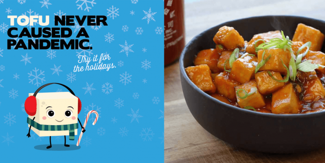 Tofu bowl and Tofu holiday ad