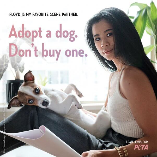 Leah Lewis and Her Dog Floyd in Adoption Ad for PETA