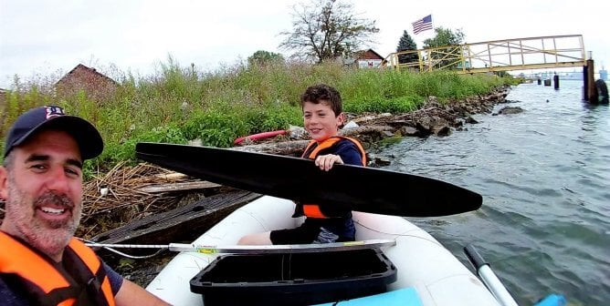 Father and Son trash fishing