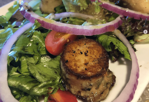 Vegan scallops made from mushrooms at Mama's Cafe and Baci restaurant