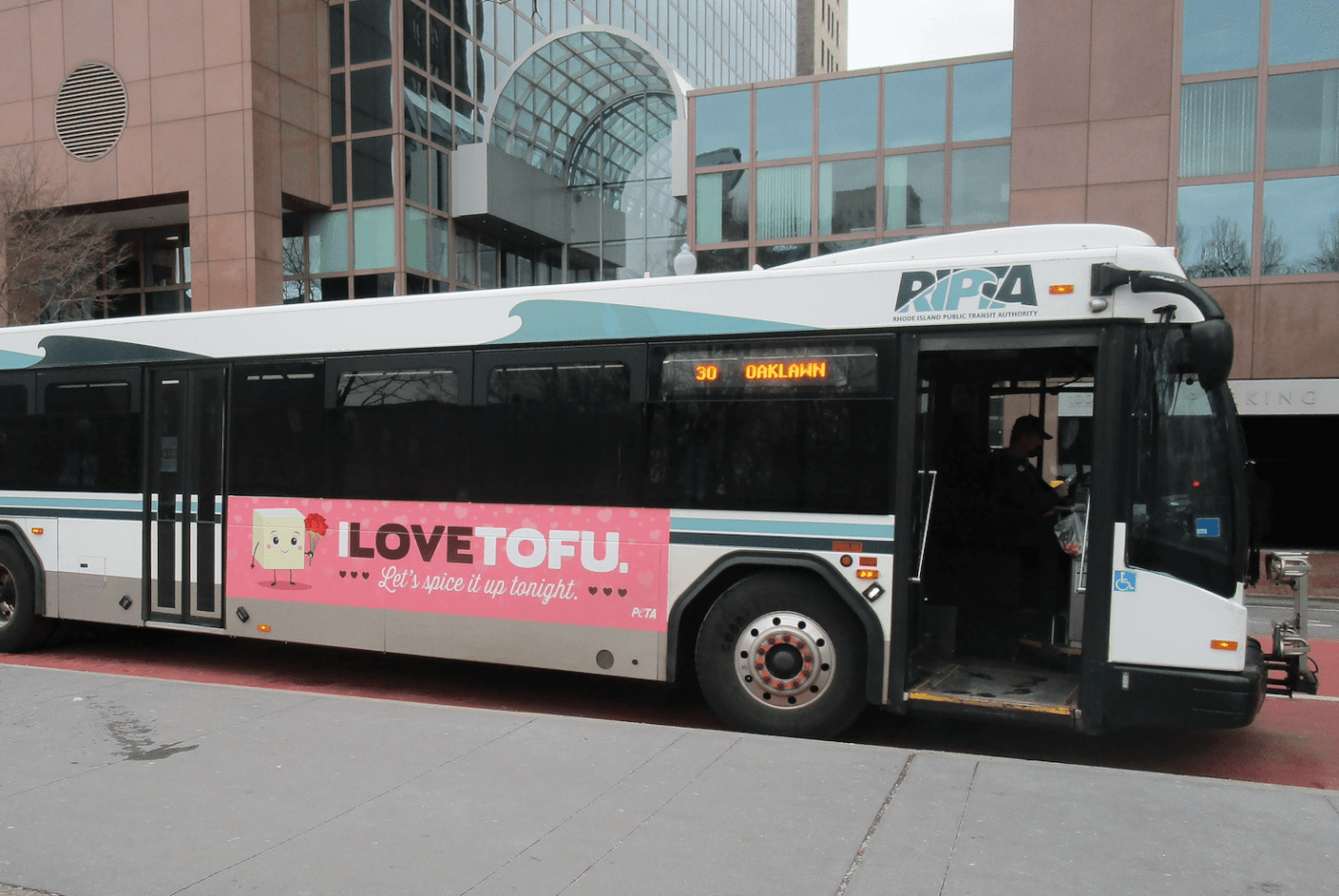'I Love Tofu' Ad on a Bus in Providence Rhode Island for Valentines Day
