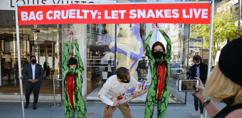 ‘Skinned Snakes’ Protest Louis Vuitton